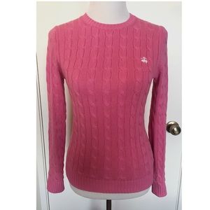 Brooks Brothers Cable Knit Sweater in Pink